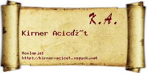 Kirner Acicét névjegykártya